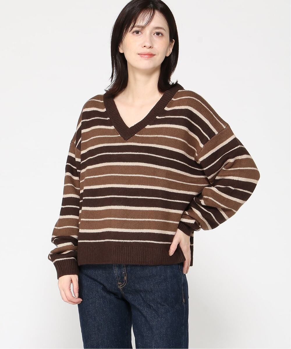 NEW Gap CashSoft Sweater Women's Brown Striped V Neck Oversized Size L